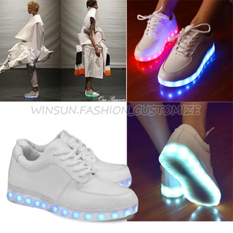 Colorful Simulation LED Shoes 2015 Men Women Lights Glowing Luminous Led For adults USB Charging Hombre Mujer XBL036 | Обувь