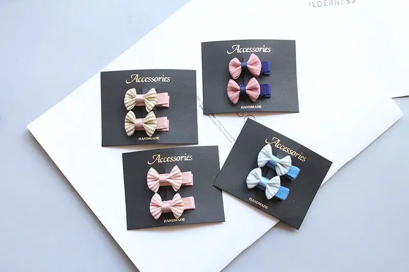 Cute Little Girl's Fabric Bow Hair Bands Checks Holders Elastic Hair Ties Hair Accessories For Kids Tot HT089