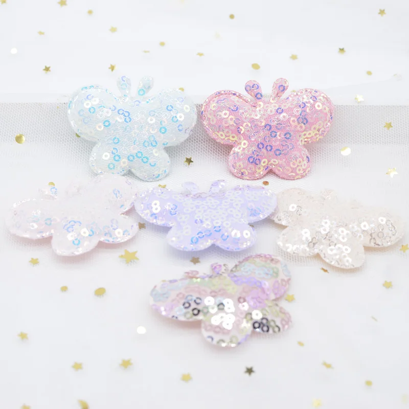 

12Pcs 55*40mm Glitter Sequins Butterfly Appliques Padded Patches for DIY Clothes Crafts Sewing Supplies Headwear Accessories H34