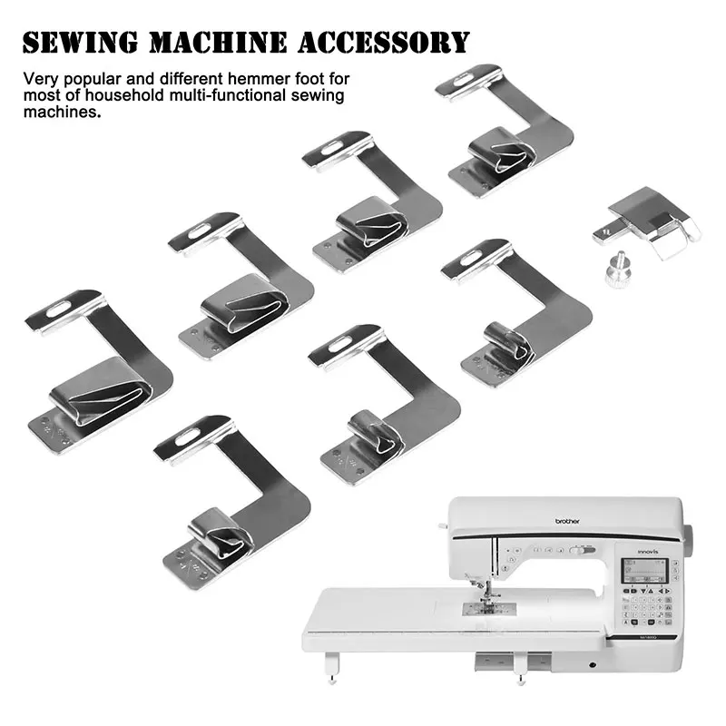 

LemonBest 8pcs Universal Sewing Machine Rolled Hammer Foot Presser Foot Spare Parts Accessories for Brother Singert