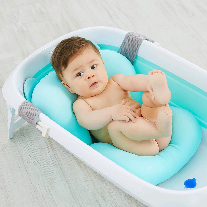 Мультяшный портативный детский коврик для ванной с душевой насадкой для новорожденных детей, безопасный удобный коврик для ванной для младенцев, нескользящий коврик для подушки