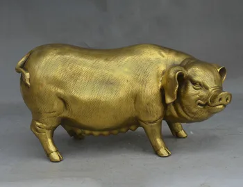 

Christmas 14" Chinese FengShui Bronze Art Sculpture Happy Zodiac Pig Sow Home Adorn Statue New Year