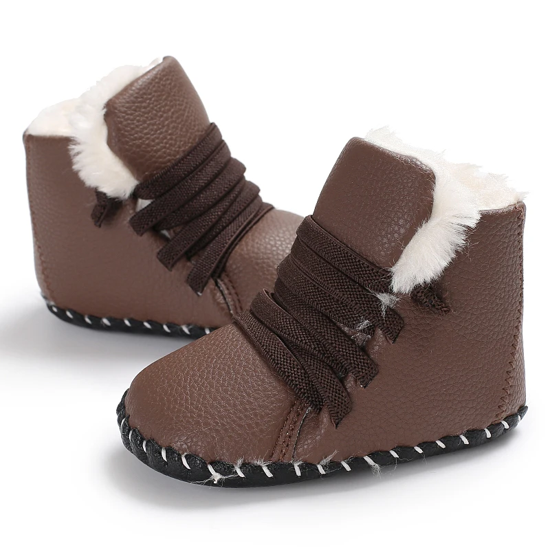 Зимние ботинки для маленьких девочек и мальчиков теплые зимние полуботинки модная дизайнерская обувь с мягкой шерстяной подошвой для малышей нескользящая обувь для малышей