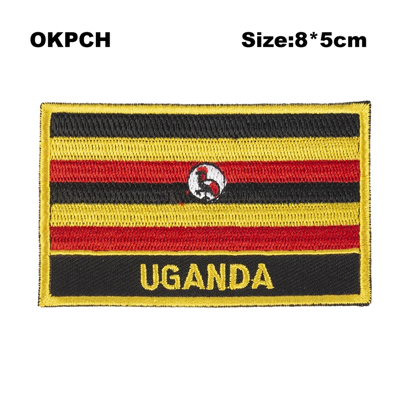 

Uganda Flag patcheswork fabric embroidery patch in Patches iorn patches for clothing flower PT0185-R