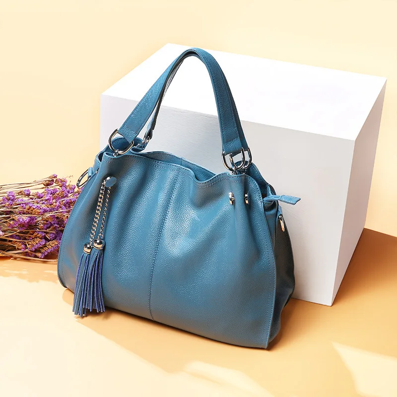 Zency Классическая Брендовая женская сумка через плечо натуральная кожа модная сумка-хобо с кисточками женская сумка-мессенджер сумка через плечо черный