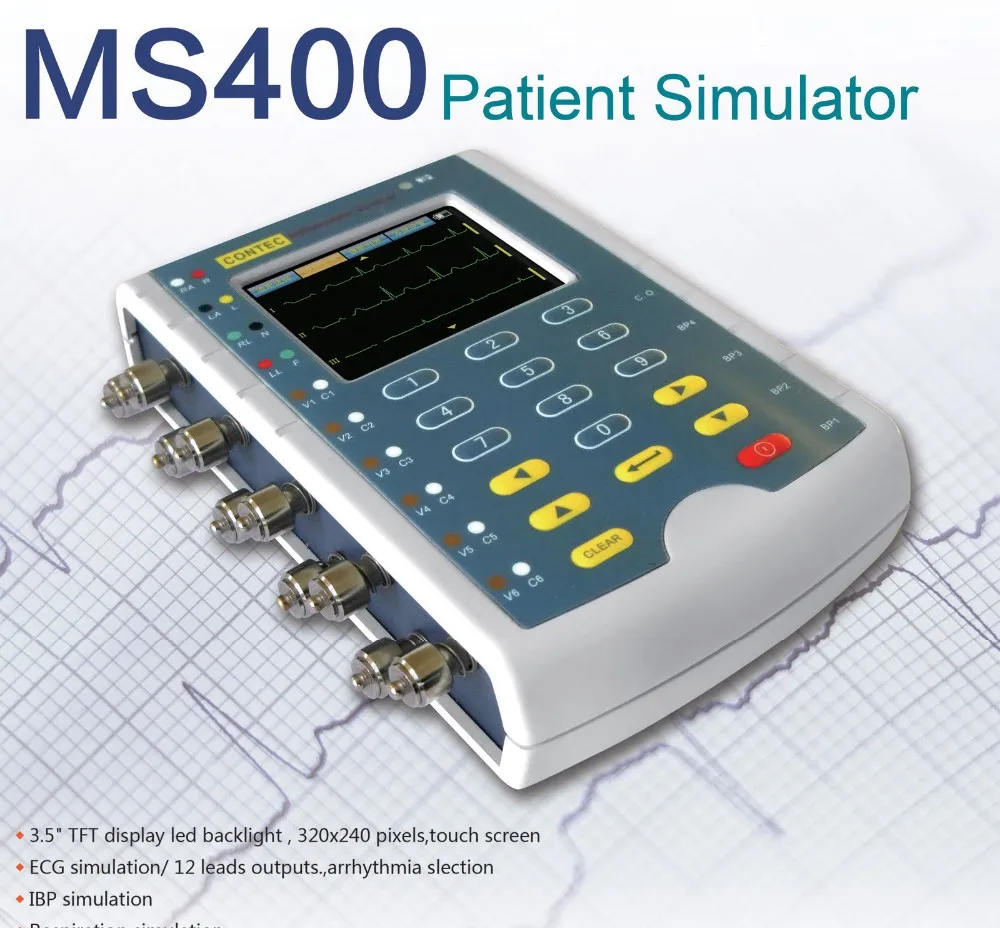 MS400 пациента симулятор ЭКГ Resp Temp IBP монитор моделирования пациента, сенсорный экран CE Самая низкая цена промотирования