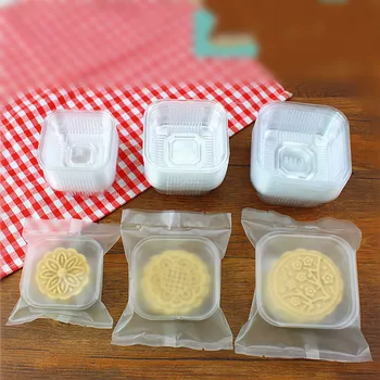 

50g 75g 100g Mooncake Packaging Bags Frosted Plastic Bag With Trays For Cookie Moon Cake 100 Clear Trays+100 Bags