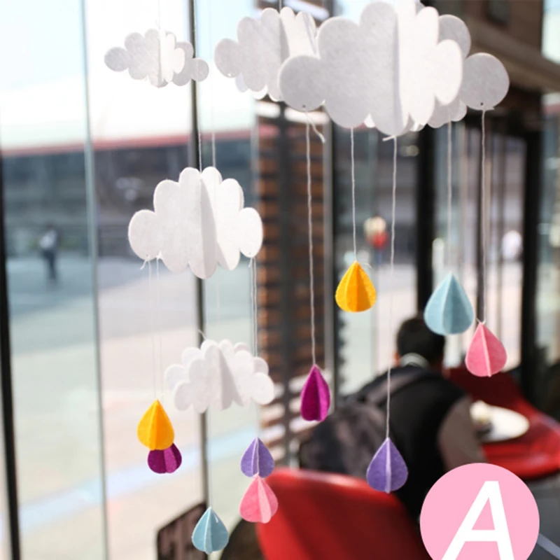  DIY  Cute  3D Cloud Raindrop Banner Garlands Baby Shower 