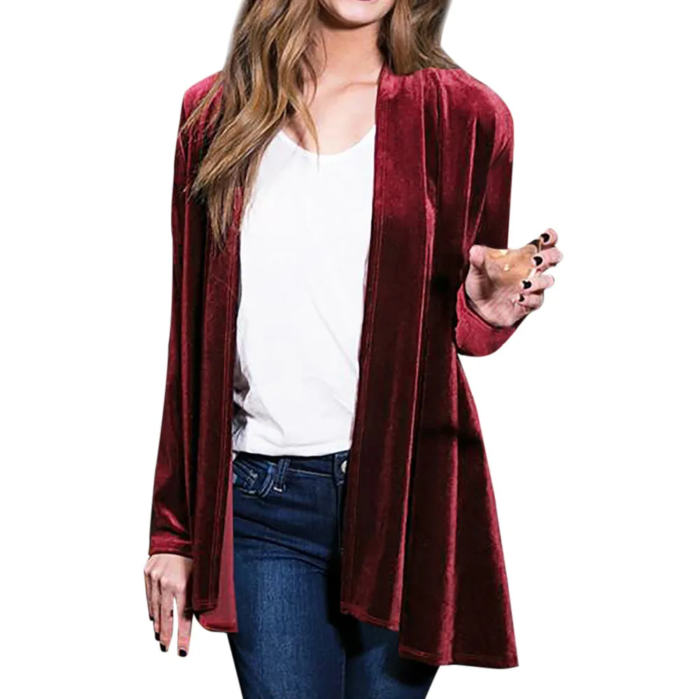 

JAYCOSIN 2018 Winter Women Solid Regular Frill Slim Fit Long Sleeve Peplum Velvet Coat Cotton Elegant Clothes EY07