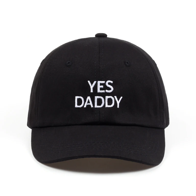 Высокое качество Yes Daddy Регулируемый Гольф хлопок Кепка папа шляпа черный бежевый бейсболка мужские и женские хип-хоп колпаки, шляпы - Цвет: Черный