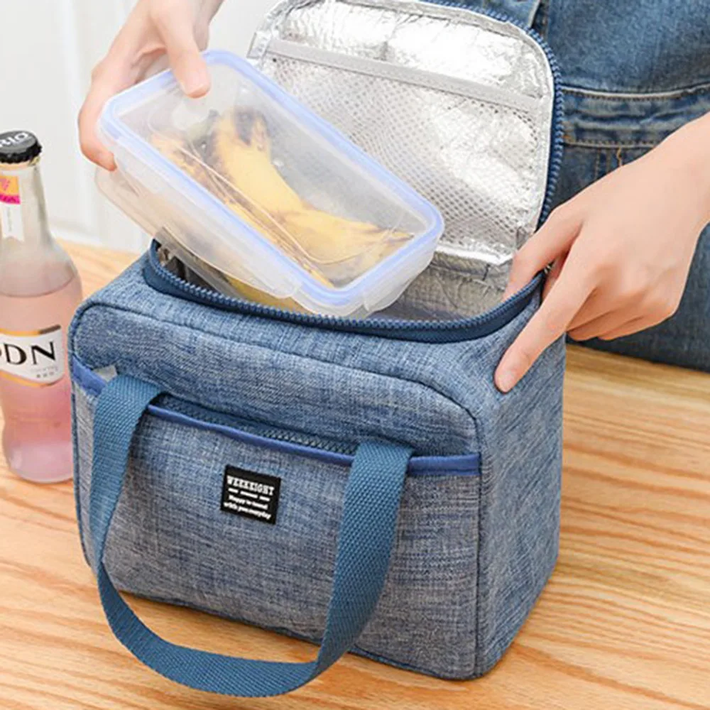 

Simple Lunch Bags Oxford Cloth Women Portable Insulated Thermal Cooler Bags Fruit Food Picnic Waterproof Large Lunch Bag Women