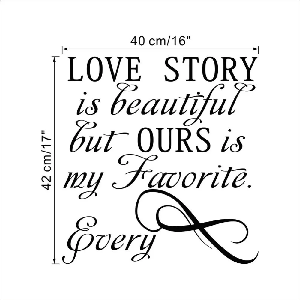 New quotes wall stickers DIY Every love story is beautiful wall label party New Year Wallpaper