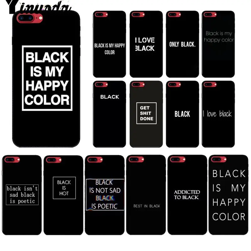 

Yinuoda Black is My Happy Color TV Series Skam Colorful Cute Phone Case for Apple iPhone 8 7 6 6S Plus X XS MAX 5 5S SE XR Cover