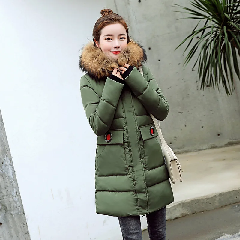 Geckoistail 2018 Winter Women Hooded Coat Parka Fur collar Thicken Warm Long Jacket Female Plus size 3XL Slim Outerwear parkas Coats