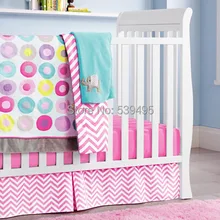 6 шт. кроватки детской комнаты для маленьких Спальня комплект детские постельные принадлежности розовый цвет детская кроватка постельных принадлежностей для Новорожденные для мальчиков и девочек