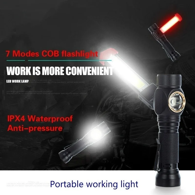 

7 Modes Lighting USB Rechargeable Portable COB Led Ultra Bright Magnetic Inspection Lamp Car Repairing and Camping