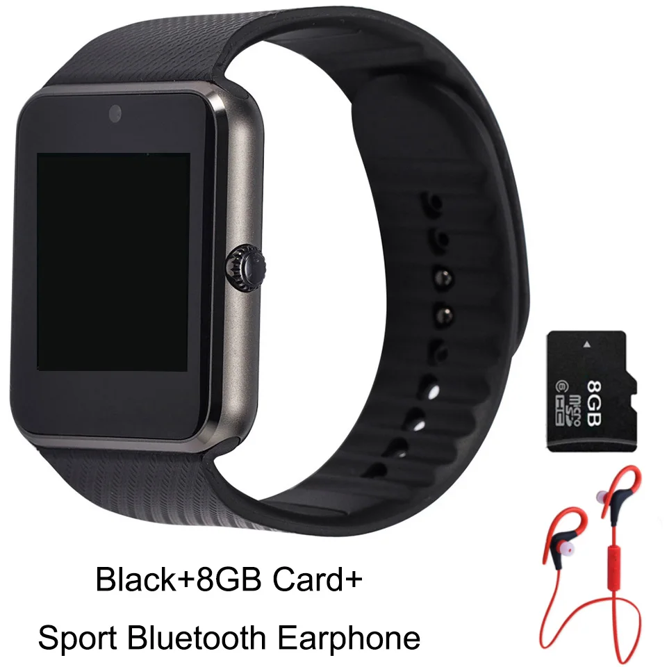 GT08 Bluetooth Смарт-часы браслет SIM TF карта телефон MP3 Smartwatch для Apple iOS Android SMS/напоминание о звонках фитнес-камера - Цвет: BlackxCardxSport