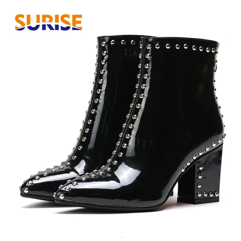 ladies black studded ankle boots