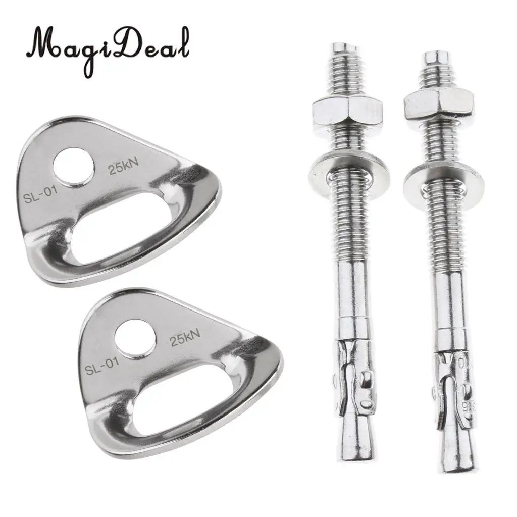 4pcs Stainless Steel Climbing 25KN Anchor Plates Hanger Bolts Set