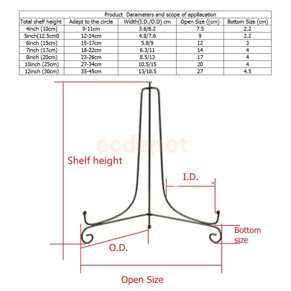 Iron Wire Display Easel China Prize Plate Holder Photo Painting Display Ledge 4-12'' Gold