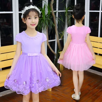 

Kids Girls Wear Short Sleeve Large Girl Korean Lace Flower Mesh Puff Children Christmas Party Dance Princess Dress