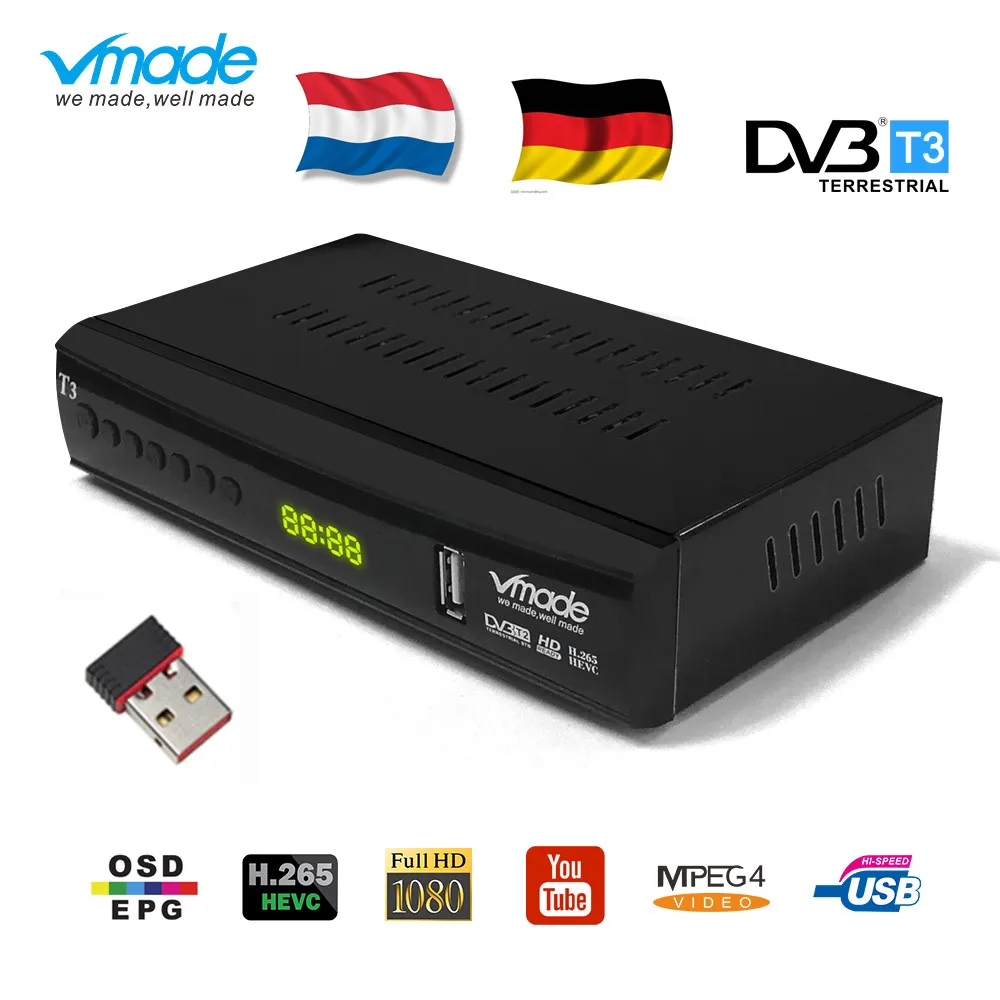 ТВ приставка Vmade для Нидерландов DVB T3 Full HD цифровая наземная телеприставка H.265 / HEVC
