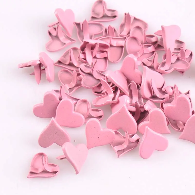 Metal Brads Scrapbooking Decoration 50PCs 11x8mm Mix Lovely Heart Brads Scrapbooking Embellishment Fastener Brads Metal Crafts For shoes Decoration CP1926