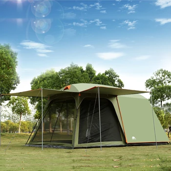 

Send 2pairs support poles!5-8person outdoor camping 1Hall 1Bedroom anti-rain wind big traveling camping tent with large space