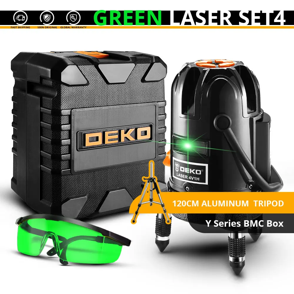 DEKO LL5 Series 5 Line 6 Points лазерный уровень самонивелирующийся горизонтальный и вертикальный 360 градусов регулировка красный/зеленый с треногой 3D - Цвет: GREEN-4