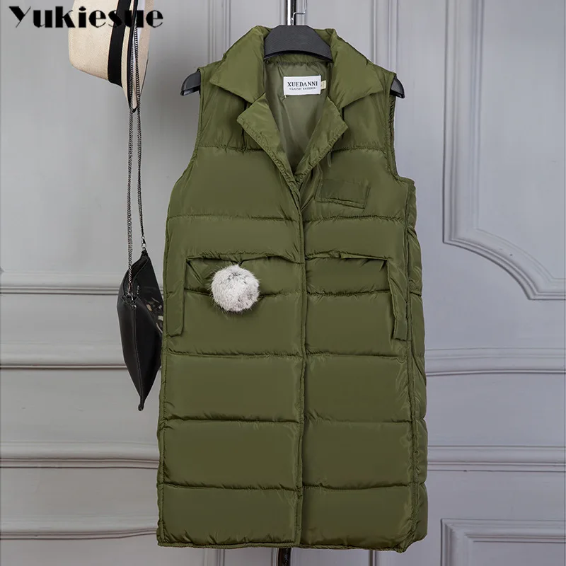 Women Vest 2018 Fashion Winter Solid Vest long Silm Cotton Down Waistcoat Female Thick Warm Sleeveless women's Vests Plus Size