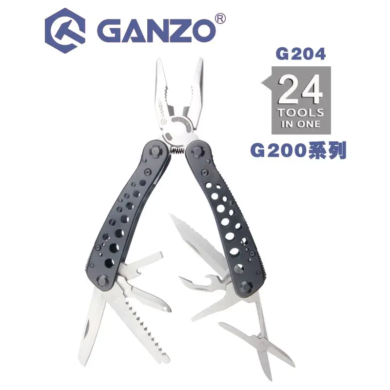 

Ganzo G200 series G204 Multi pliers 24 Tools in One Hand Tool Set Screwdriver Kit Portable Folding Knife Stainless Steel pliers