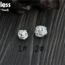 Uglyless Подлинная S 925 стерлингового серебра серьги закрученные шарики фурнитура для бусин ювелирные изделия DIY винтажные Полые бусины плетение результаты