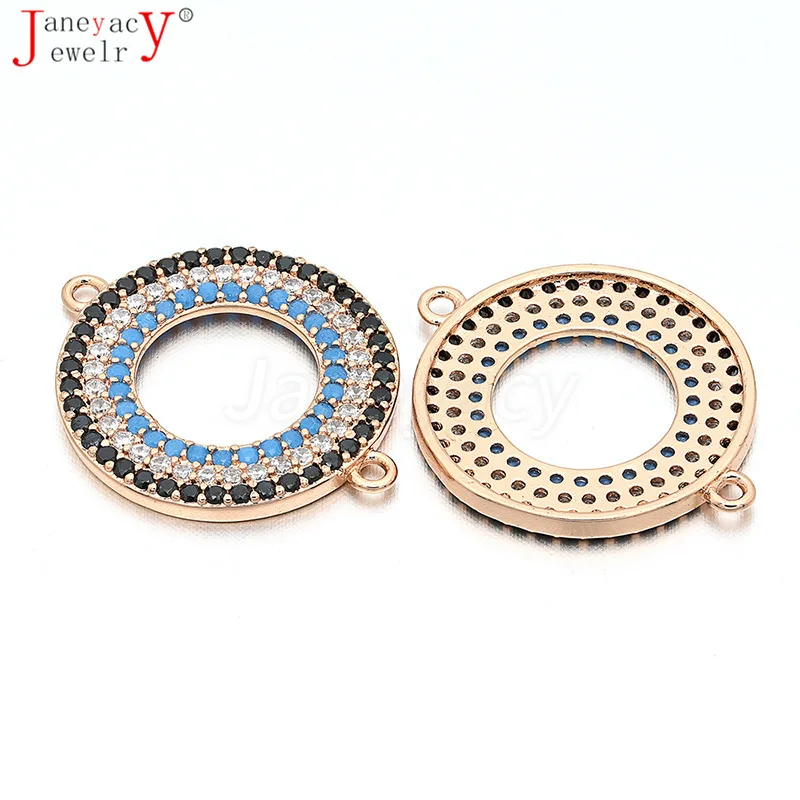 

Fashion Round Zirconia DIY Charm Connectors Accessories For Women Tassel Earring Bracelet Jewelry Making Accesorios L17*W21mm