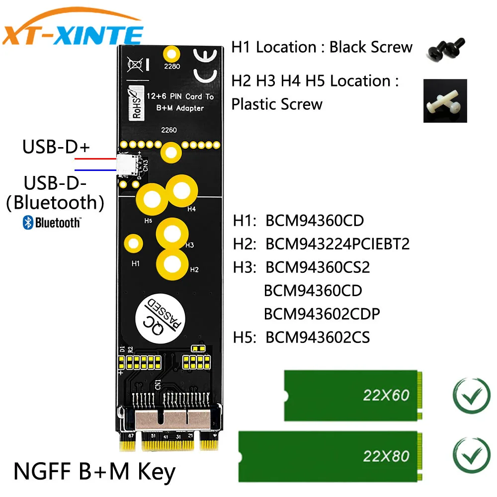 BCM94360CD BCM94360CS2 BCM943224PCIEBT2 12 + 6 Pin Bluetooth WiFi модуль беспроводной карты M.2 для NGFF ключ B M