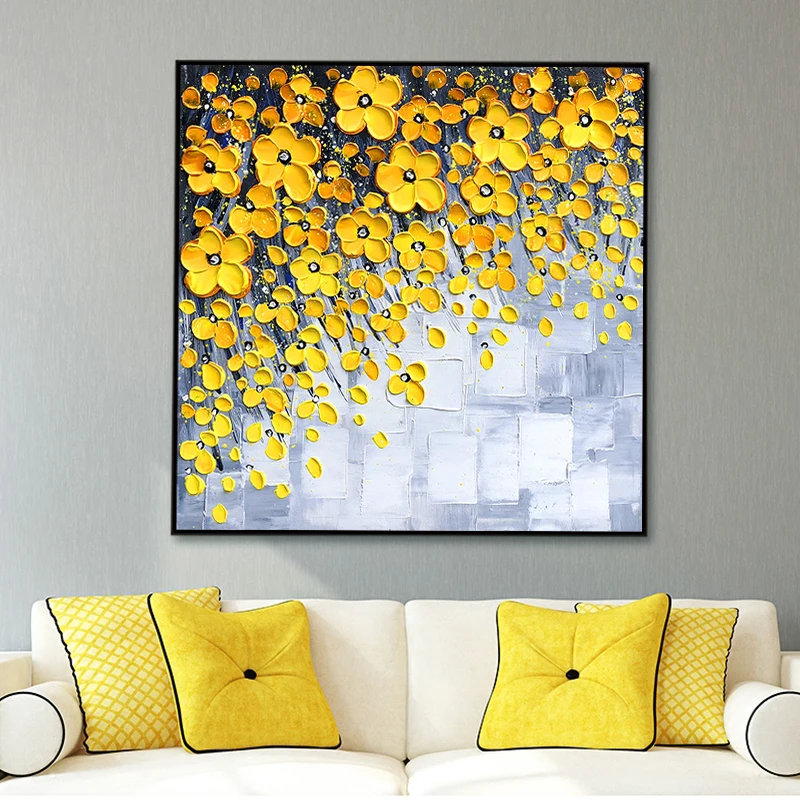 100% Hand Painted Abstract Flowers Art Oil Painting On Canvas Wall Art Wall Adornment Pictures Painting For Live Room Home Decor