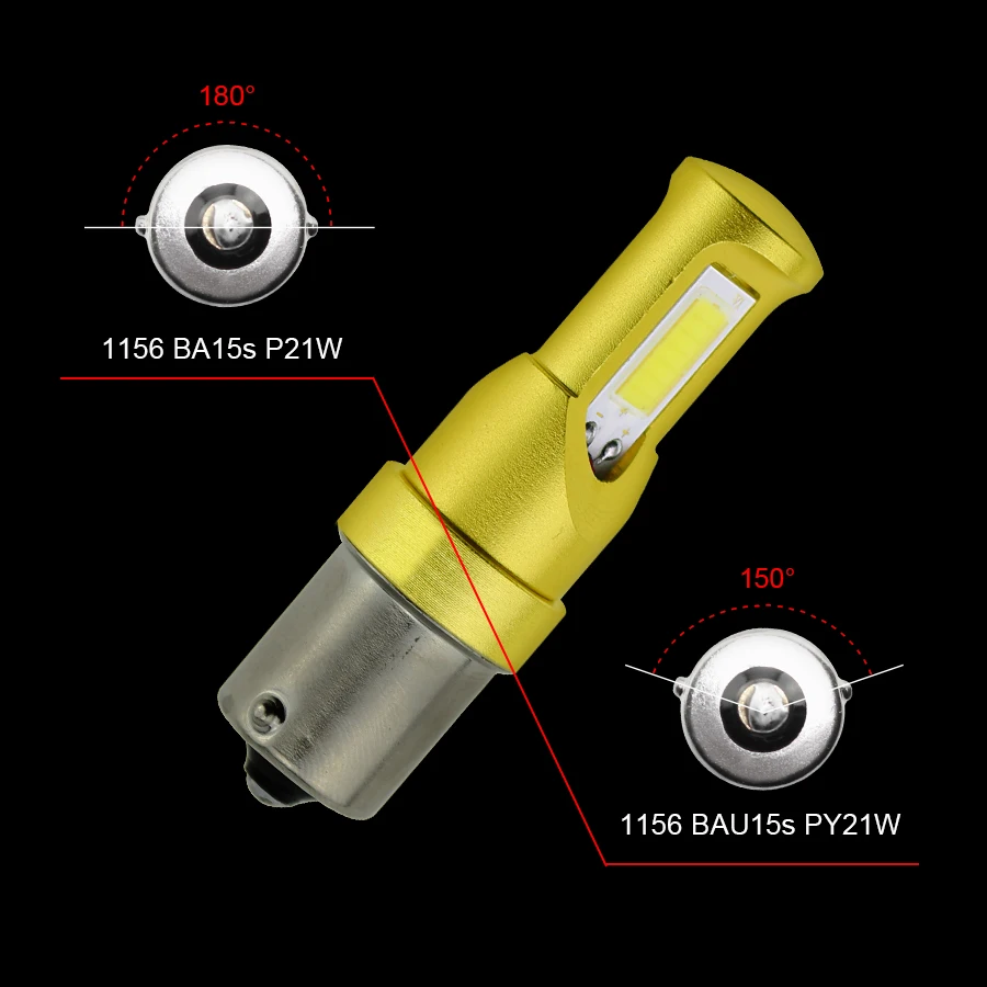 YCCPAUTO 1156 BA15S светодиодный автоматический указатель поворота BAU15S задний светильник 2 шт. Высокая мощность 2000лм Автомобильный задний светильник s лампы белого золота