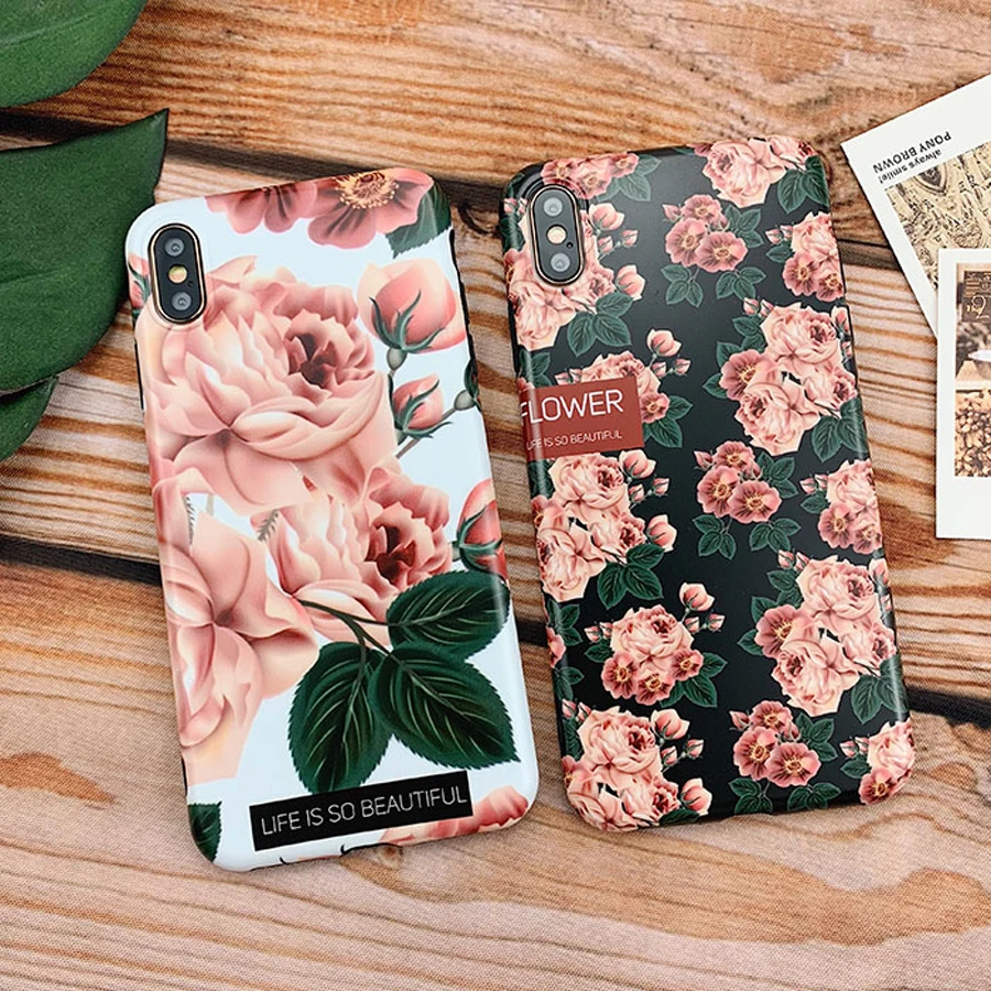 

For iphone XS MAX XR X case cover Retro 3d rose flower matte soft silicon phone bag case for iphone 8 7 6 6s plus Ritozcase