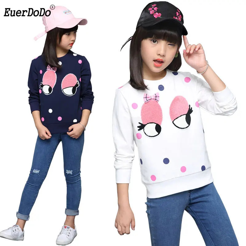 

Girls T-shirts Long Sleeve Bow Sweatshirt For Teenager Girl Spring Autumn Girls T Shirts Children T- Shirt Kids Cotton Top