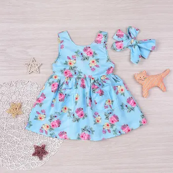 

Flower Girl Cute Toddler Infant Kids Baby Girls Dress Flower Cotton Dress Kids Summer Party Formal Dresses 0-4