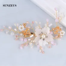 Хрустальный цветок головные уборы невесты ободок на голову с жемчугом свадебные аксессуары для волос золотые заколки для волос Свадебные украшения SHA45