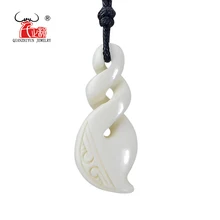 1PC Hot Sale New Zealand Maori Handmade Carved Bone Necklace Infinity Twisted Pendant WoMen's Men's Hawaii Surfer Style Choker