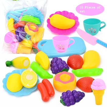 

15 Pec Children's Kitchen Play House Toy Girl Cut Fruit Toys Educational Toy Pretend Play Toys for Children Cutting Fruit GF84