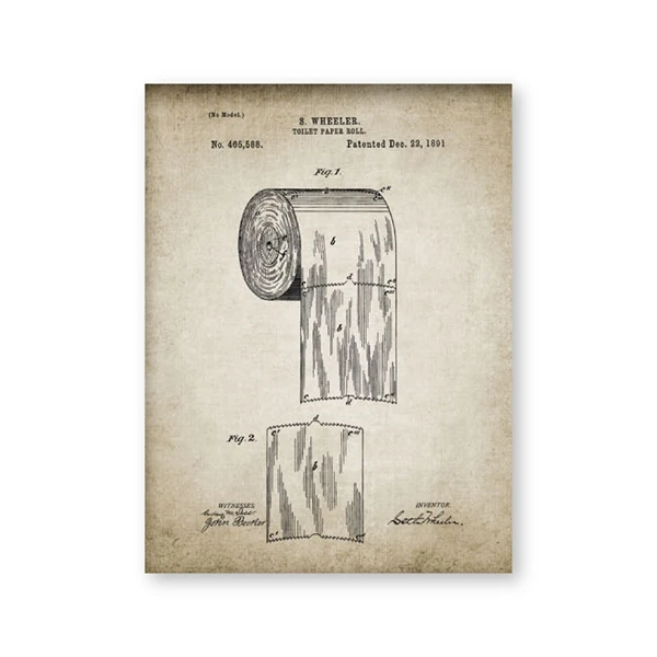 Запатентованный винтажный постеры для ванной, рулон унитаза, цистерна, дизайн туалета, Loo холст, живопись, чертежи, домашний декор для стен - Цвет: PH1944
