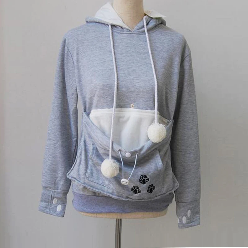 SESOAF Hoodies With Cuddle Pouch Mewgaroo Nyangaroo Dog Pet Hoodies For Casual Kangaroo Pullovers With Ears Sweatshirt SESOAF Hoodies With Cuddle Pouch Mewgaroo Nyangaroo Dog Pet Hoodies For Casual Kangaroo Pullovers With Ears Sweatshirt