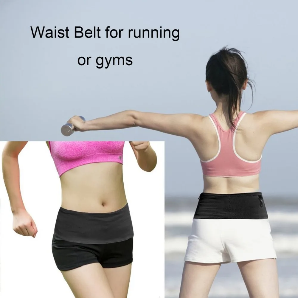 Elastic Running Belt Fitness Waist Belt Travel Money Storage Belt With Multi Pockets for All Size Mobile Phone Passport FreeShip