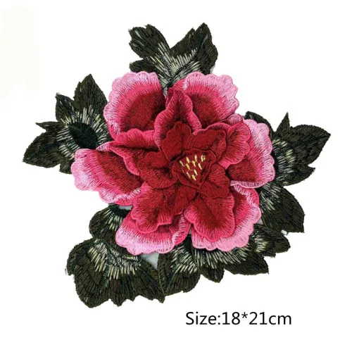Rose red FFLACELL Вышивка Патчи Para La Ropa аппликация вышивка цветок патчи розы для одежды Parches - Цвет: Rose red