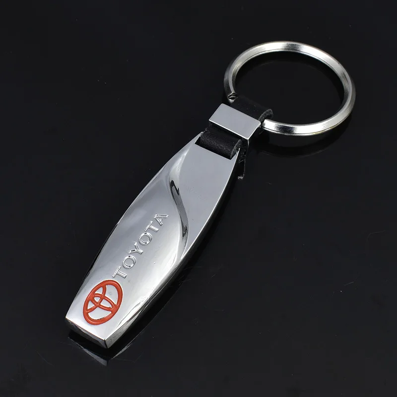 

Metal keychain Car Logo Key chain Leather Keychains Water drop shape key holder car accessories souvenir for Toyota