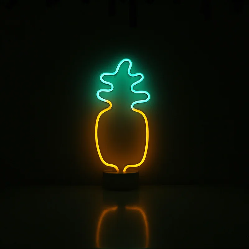 Us 21 07 Pineapple Coconut Tree Angel Flamingo Led Decoration Neon Table Lamp Bedroom Room Decorated With Romantic Color Lights In Led Table Lamps