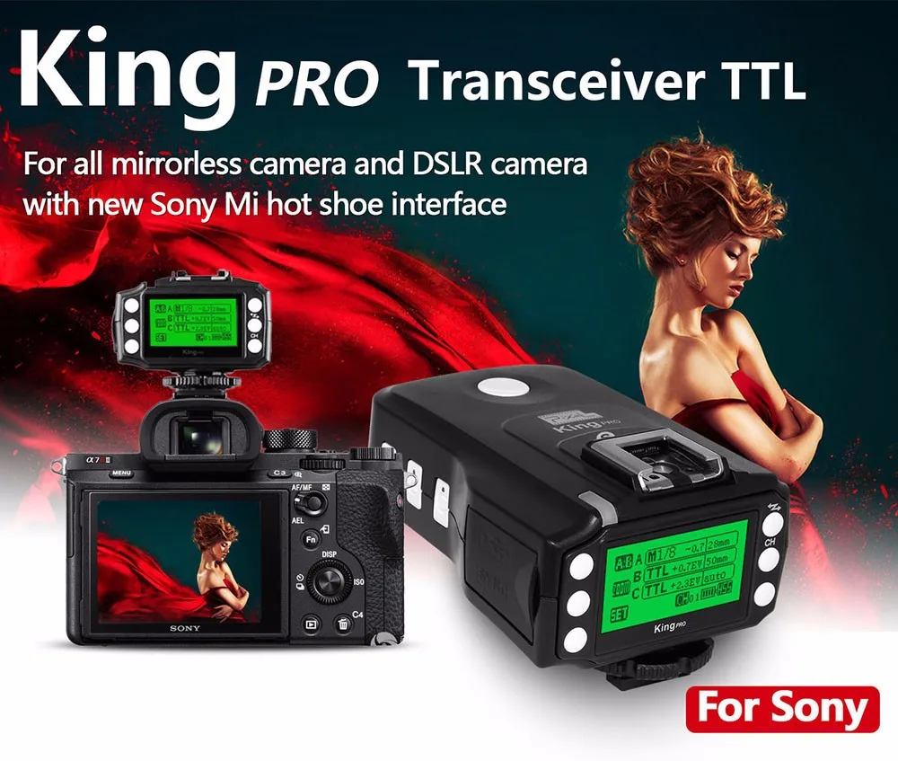 Pixel KING PRO Беспроводной ttl триггер для трансивера 1/8000S ЖК-дисплей Экран для sony Mi обуви цифровых зеркальных камер A7 A7R A7RII A6300 A6500