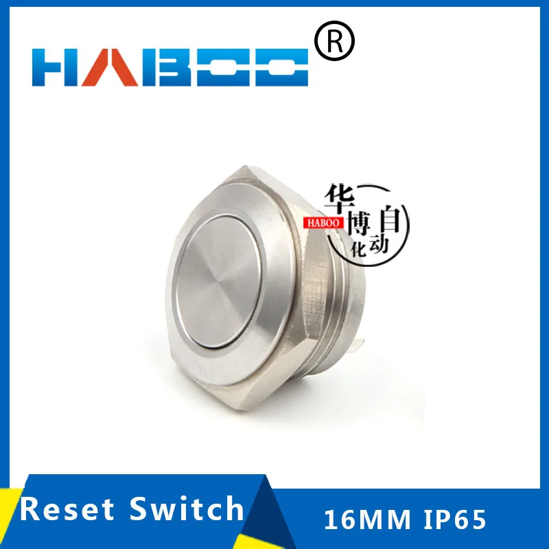 

5pcs packing metal reset switch diameter 16mm momentary 1NO flat head 304 stainless steel material